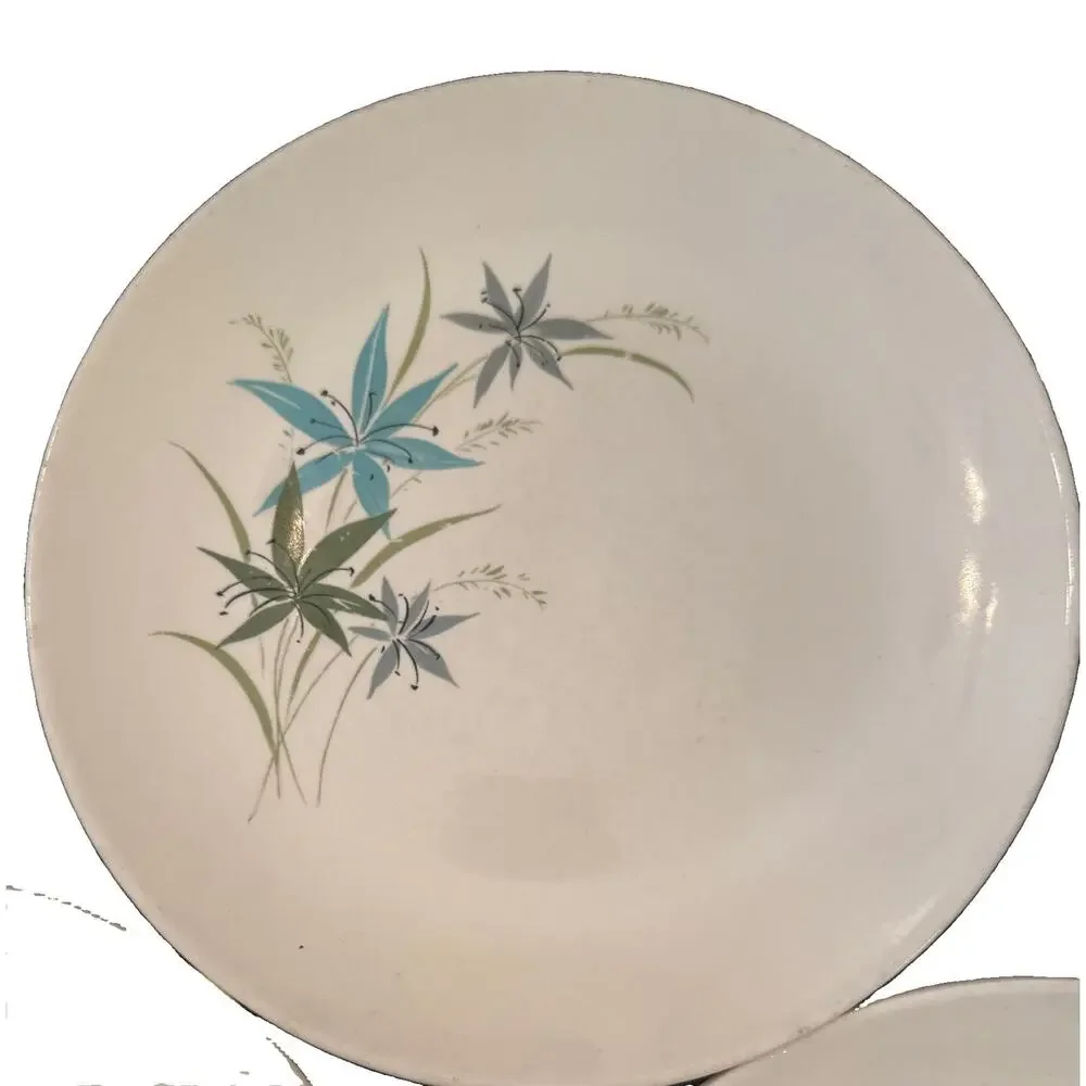 Set Of 3 Vintage MCM Sabin China Tiger Lily 9 1/4 In Dinner Plates Preowned
